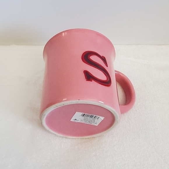 Russ Monogram Initial Embossed S Mauve Pink Coffee Cup Mug 12 Oz NWT - Picture 7 of 9